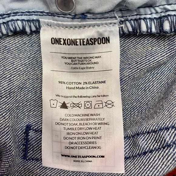 ONE TEASPOON Scallywags High Rise Bowed Leg Jeans Blue Denim Size 26/4/Small - Picture 8 of 10